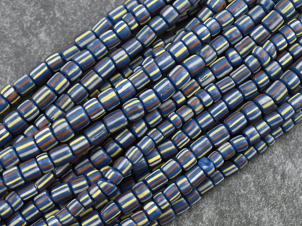 Striped Java Glass Beads -- Approx 24" Strand - Indonesian Glass Beads